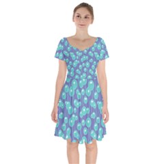 Blue Dandelions  Cute Plants Short Sleeve Bardot Dress by SychEva