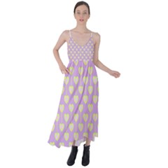 Yellow Hearts On A Light Purple Background Tie Back Maxi Dress by SychEva