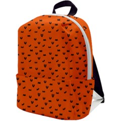 Halloween, Black Bats Pattern On Orange Zip Up Backpack by Casemiro