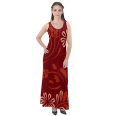 Folk Flowers Pattern Floral Surface Design Seamless Pattern Sleeveless Velour Maxi Dress by Eskimos