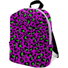 Pink And Green Leopard Spots Pattern Zip Up Backpack by Casemiro