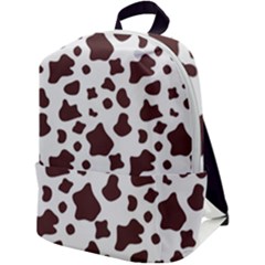 Brown Cow Spots Pattern, Animal Fur Print Zip Up Backpack by Casemiro