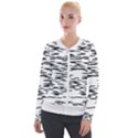 Black and white Abstract pattern, ovals Velvet Zip Up Jacket View1