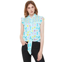 Arcade Dreams Blue  Frill Detail Shirt by thePastelAbomination