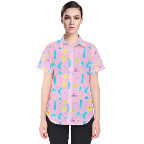 Arcade Dreams Pink Women s Short Sleeve Shirt by thePastelAbomination