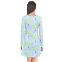 My Adventure Blue Long Sleeve V-neck Flare Dress View2