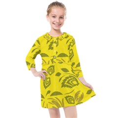 Folk Flowers Pattern Floral Surface Design Seamless Pattern Kids  Quarter Sleeve Shirt Dress by Eskimos