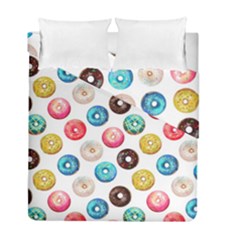 Delicious Multicolored Donuts On White Background Duvet Cover Double Side (full/ Double Size) by SychEva