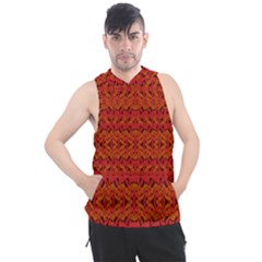 Red Pattern Men s Sleeveless Hoodie by Sparkle