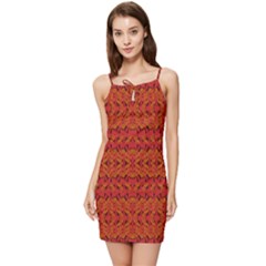 Red Pattern Summer Tie Front Dress by Sparkle