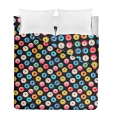 Multicolored Donuts On A Black Background Duvet Cover Double Side (full/ Double Size) by SychEva