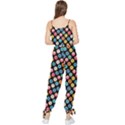 Multicolored Donuts On A Black Background Sleeveless Tie Ankle Jumpsuit View2