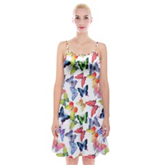 Bright Butterflies Circle In The Air Spaghetti Strap Velvet Dress by SychEva