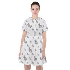 Grey Unicorn Sketchy Style Motif Drawing Pattern Sailor Dress by dflcprintsclothing