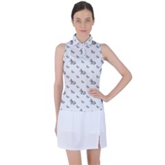 Grey Unicorn Sketchy Style Motif Drawing Pattern Women s Sleeveless Polo Tee by dflcprintsclothing