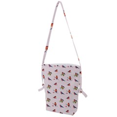 Bullfinches Sit On Branches Folding Shoulder Bag by SychEva