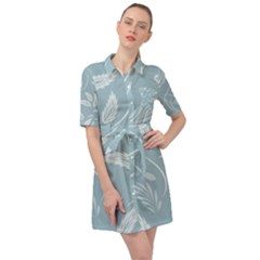 Folk Flowers Pattern Floral Surface Design Seamless Pattern Belted Shirt Dress by Eskimos