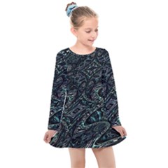 Emerald Distortion Kids  Long Sleeve Dress by MRNStudios