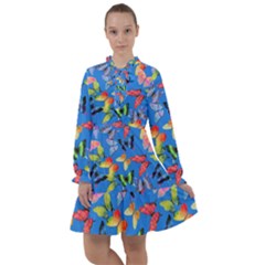 Bright Butterflies Circle In The Air All Frills Chiffon Dress by SychEva