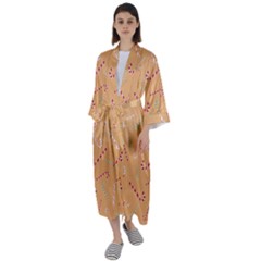 Sweet Christmas Candy Maxi Satin Kimono by SychEva