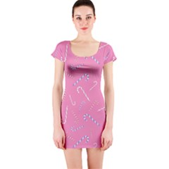 Sweet Christmas Candy Short Sleeve Bodycon Dress by SychEva