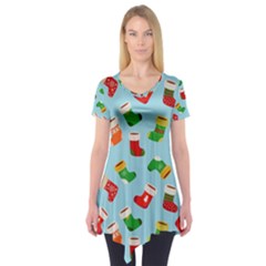 Christmas Socks Short Sleeve Tunic  by SychEva