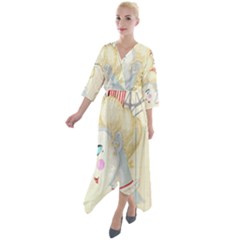 Clown Maiden Quarter Sleeve Wrap Front Maxi Dress by Limerence