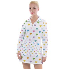 Small Multicolored Hearts Women s Long Sleeve Casual Dress by SychEva