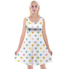 Small Multicolored Hearts Reversible Velvet Sleeveless Dress by SychEva