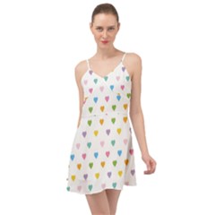 Small Multicolored Hearts Summer Time Chiffon Dress by SychEva