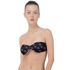 Large Christmas Poinsettias On Black Classic Bandeau Bikini Top  by PodArtist