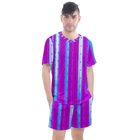 Warped Stripy Dots Men s Mesh Tee And Shorts Set by essentialimage365