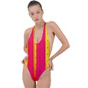 Warped Stripy Dots Backless Halter One Piece Swimsuit View1