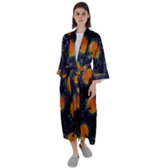 Space Pumpkins Maxi Satin Kimono by SychEva