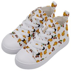 Oak Leaves And Acorns Kids  Mid-top Canvas Sneakers by SychEva