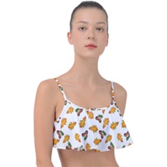Oak Leaves And Acorns Frill Bikini Top by SychEva