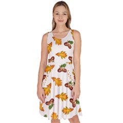 Oak Leaves And Acorns Knee Length Skater Dress With Pockets by SychEva