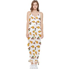 Oak Leaves And Acorns Sleeveless Tie Ankle Jumpsuit by SychEva