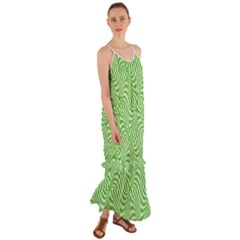 Illusion Waves Pattern Cami Maxi Ruffle Chiffon Dress by Sparkle