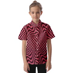 Illusion Waves Pattern Kids  Short Sleeve Shirt by Sparkle