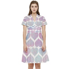 Multicolored Hearts Short Sleeve Waist Detail Dress by SychEva