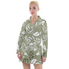 Folk Flowers Print Floral Pattern Ethnic Art Women s Long Sleeve Casual Dress by Eskimos