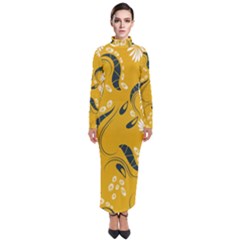 Folk Flowers Print Floral Pattern Ethnic Art Turtleneck Maxi Dress by Eskimos