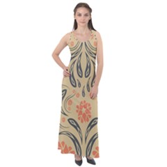 Folk Flowers Print Floral Pattern Ethnic Art Sleeveless Velour Maxi Dress by Eskimos