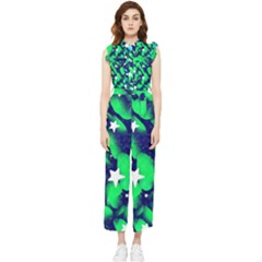 Space Odyssey  Women s Frill Top Jumpsuit by notyouraveragemonet