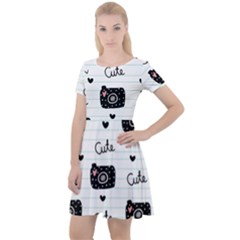 Cute Cameras Doodles Hand Drawn Cap Sleeve Velour Dress  by Sapixe