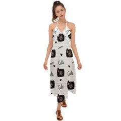 Cute Cameras Doodles Hand Drawn Halter Tie Back Dress  by Sapixe