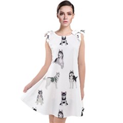 Husky Dogs Tie Up Tunic Dress by SychEva