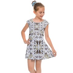 Folk Flowers Print Floral Pattern Ethnic Art Kids  Cap Sleeve Dress by Eskimos