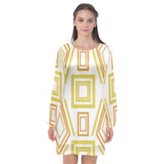 Abstract Pattern Geometric Backgrounds   Long Sleeve Chiffon Shift Dress  by Eskimos